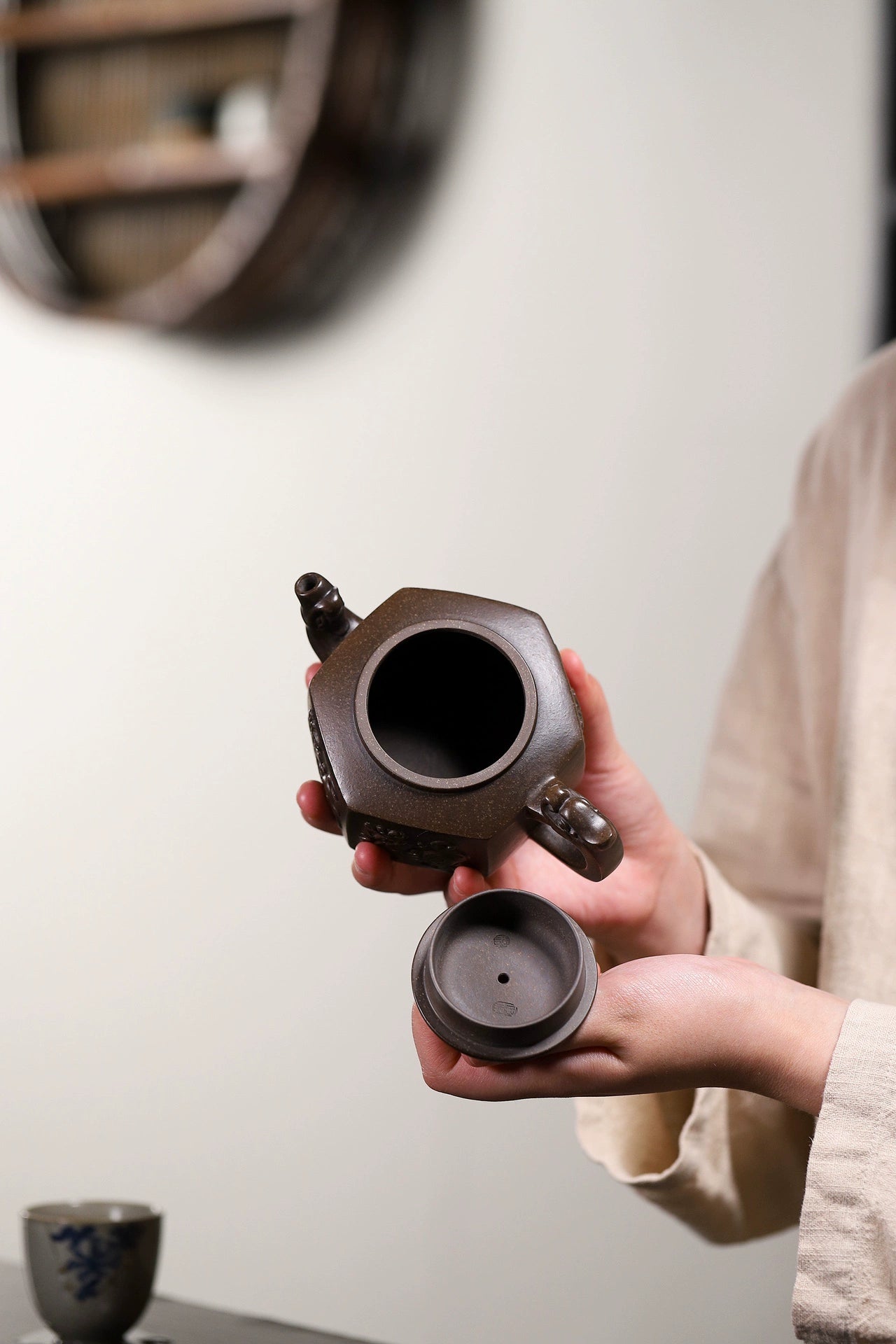 Collectible Artisan Teapot with Deep Rich Color and Detailed Motifs