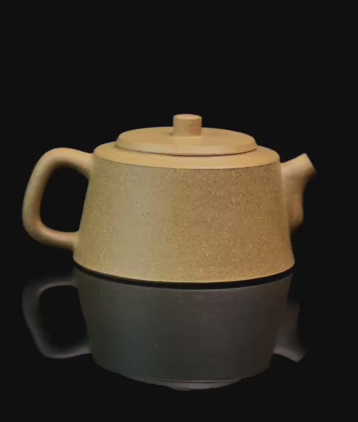 Architecturally-inspired Pillar Base teapot made from Yixing raw ore clay, showcasing unique wide base design