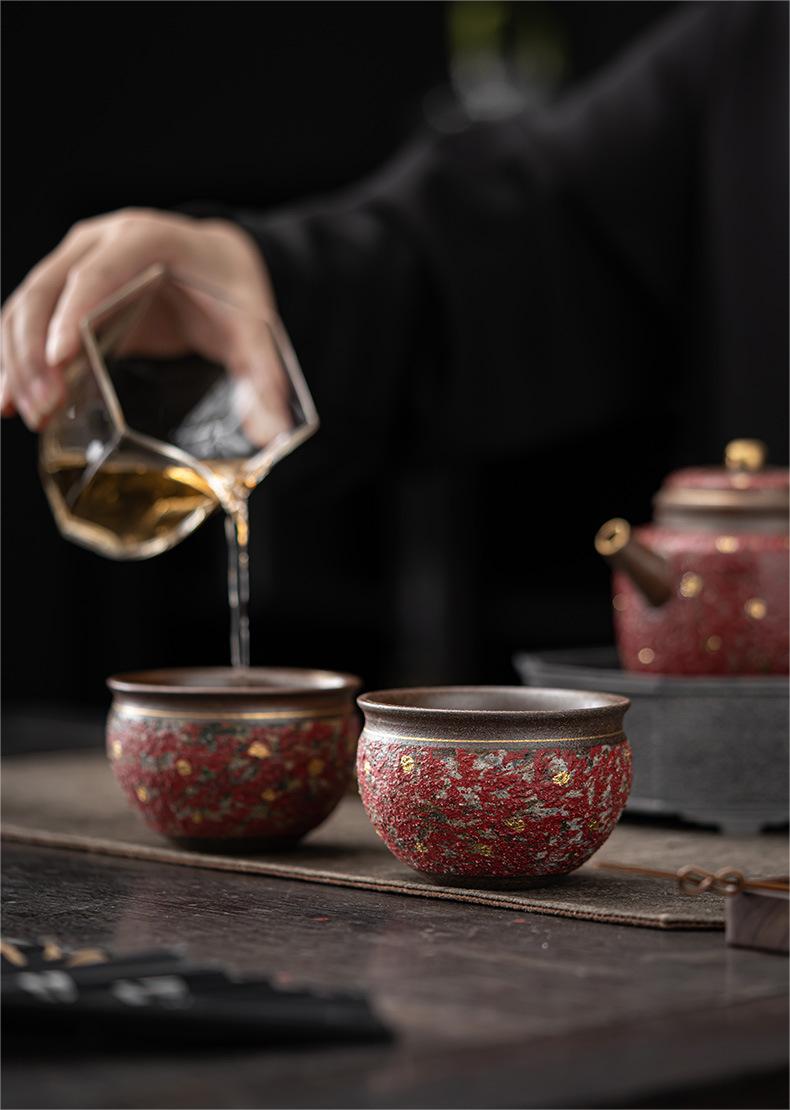 Handmade Rock Mineral Colored Rough Porcelain Gold-Painted Tea Cup