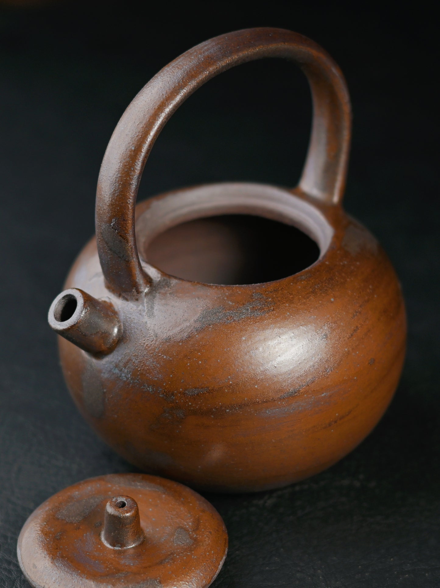 Retro Coarse Clay Arichaic Design Handle Teapot