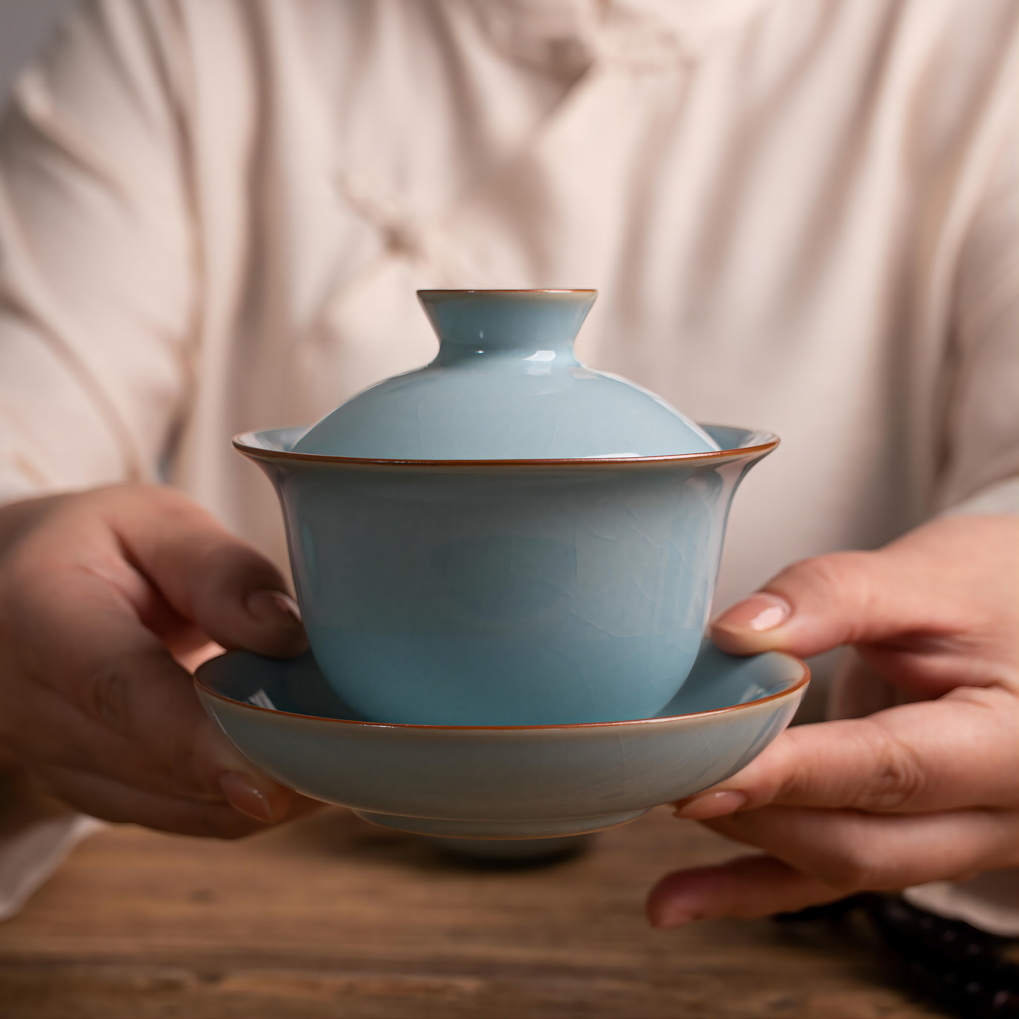 Imperial Ru Kiln celadon cup showcasing refined elegance.