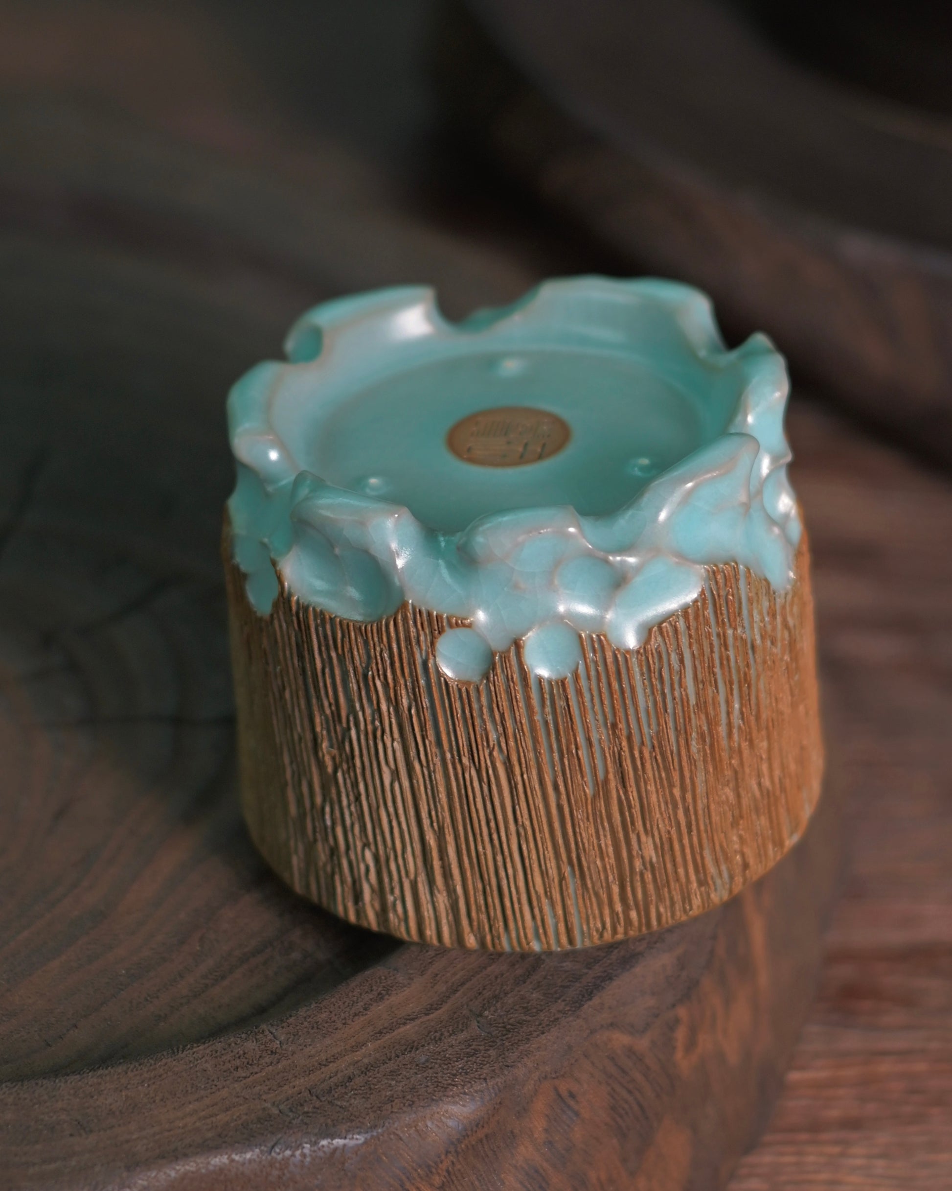 Elegant hand-carved Ru porcelain tea cup with a timeless sky-blue glaze, suitable for daily tea brewing or cultural display