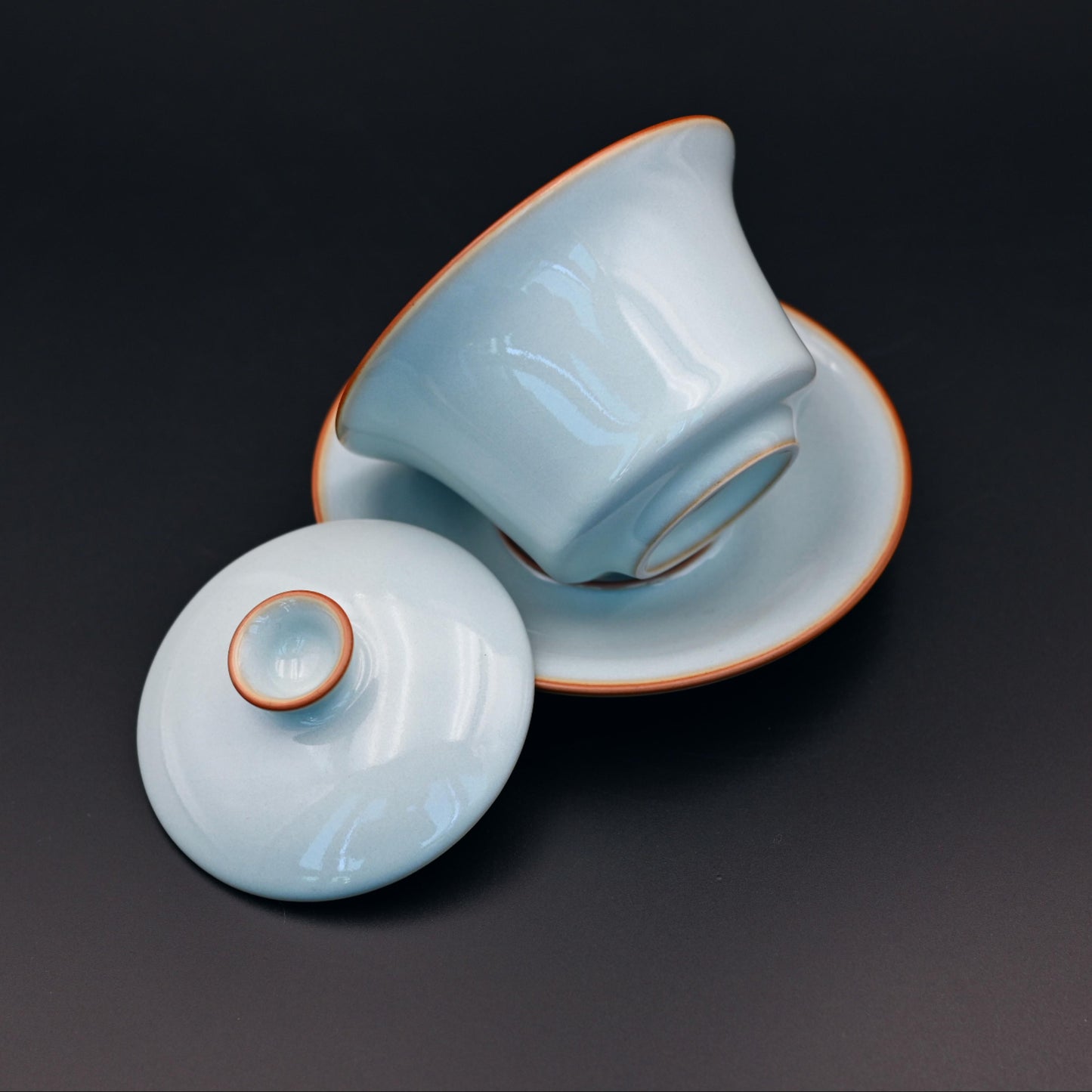 Ru Porcelain (Ruyao) Sky Blue Gaiwan Fine Crackle Tea Bowl