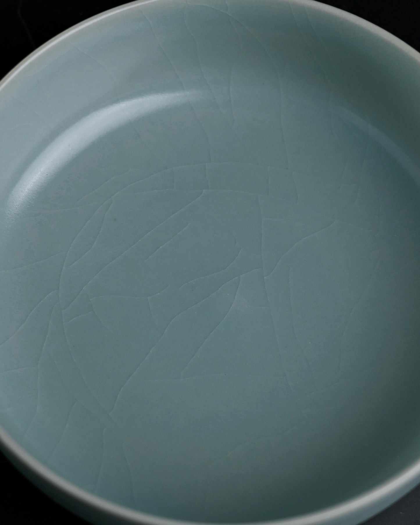 Round Ru ware replica with flawless glaze and pin-marked base, recreating rare ceramic masterpiece