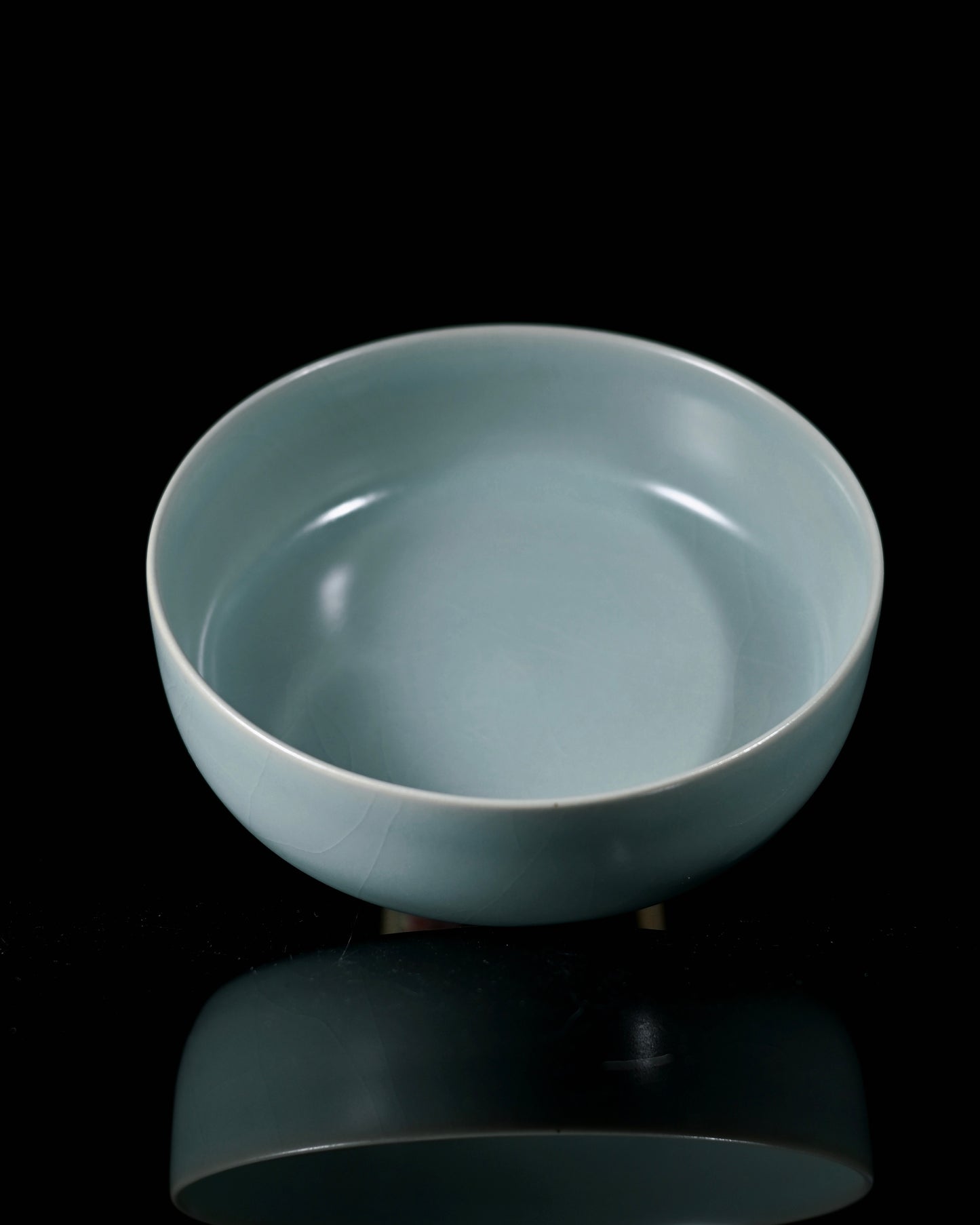 Museum-quality Ru ware brush washer replica featuring pale celadon glaze and minimalist Song Dynasty design
