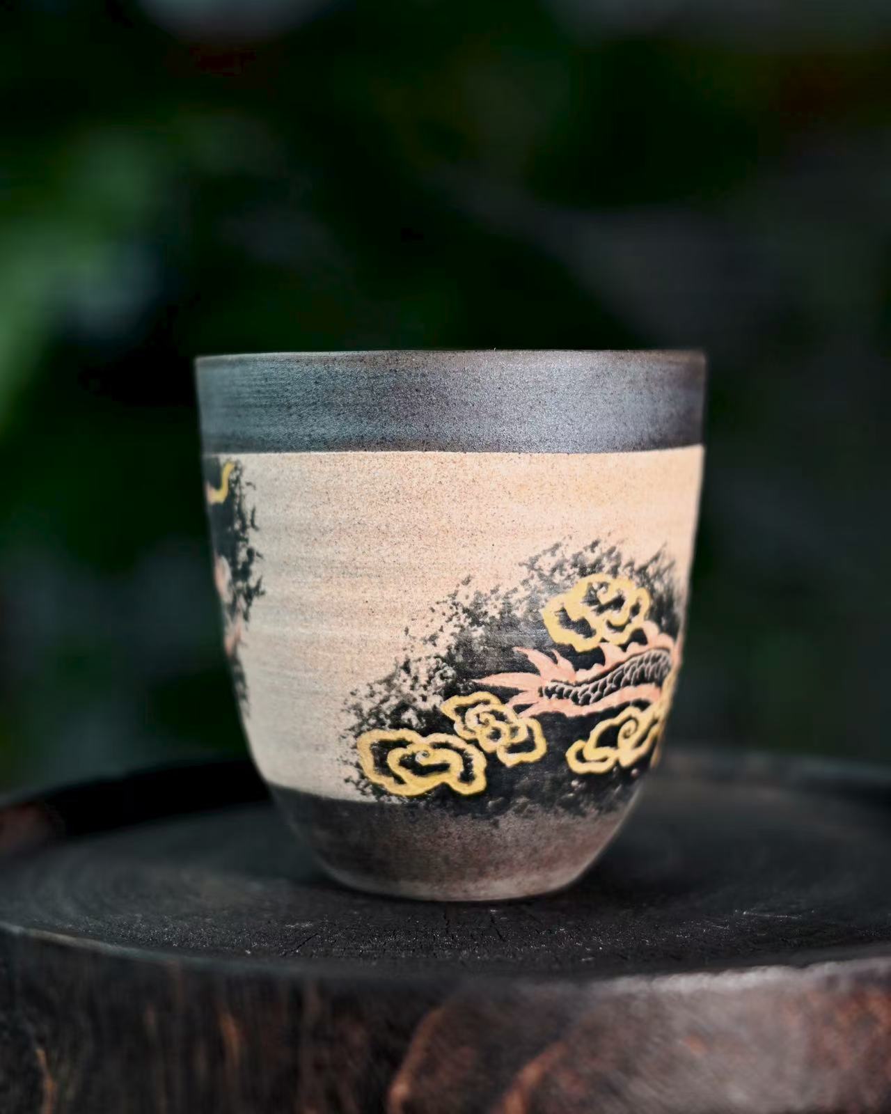 Jingdezhen Handmade vintage ceramic tea pitcher (fairness cup)with hand carved dragon pattern for tea ceremony, 150 ml capacity