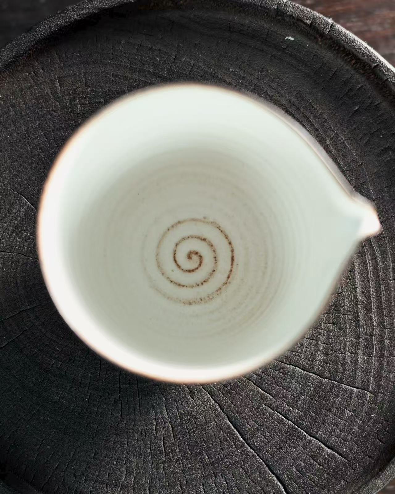Jingdezhen Handmade vintage ceramic tea pitcher (fairness cup)with hand carved dragon pattern for tea ceremony, 150 ml capacity