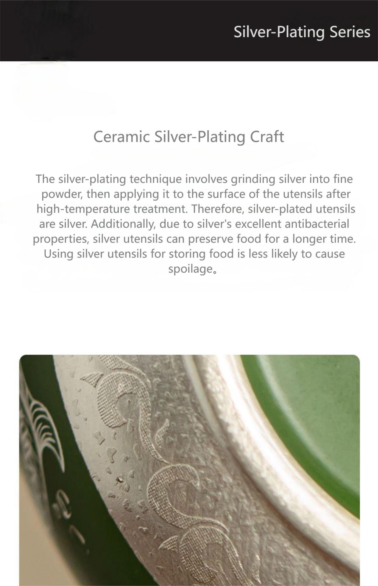 Dark Green Silver-plating Ceramic Teapot.