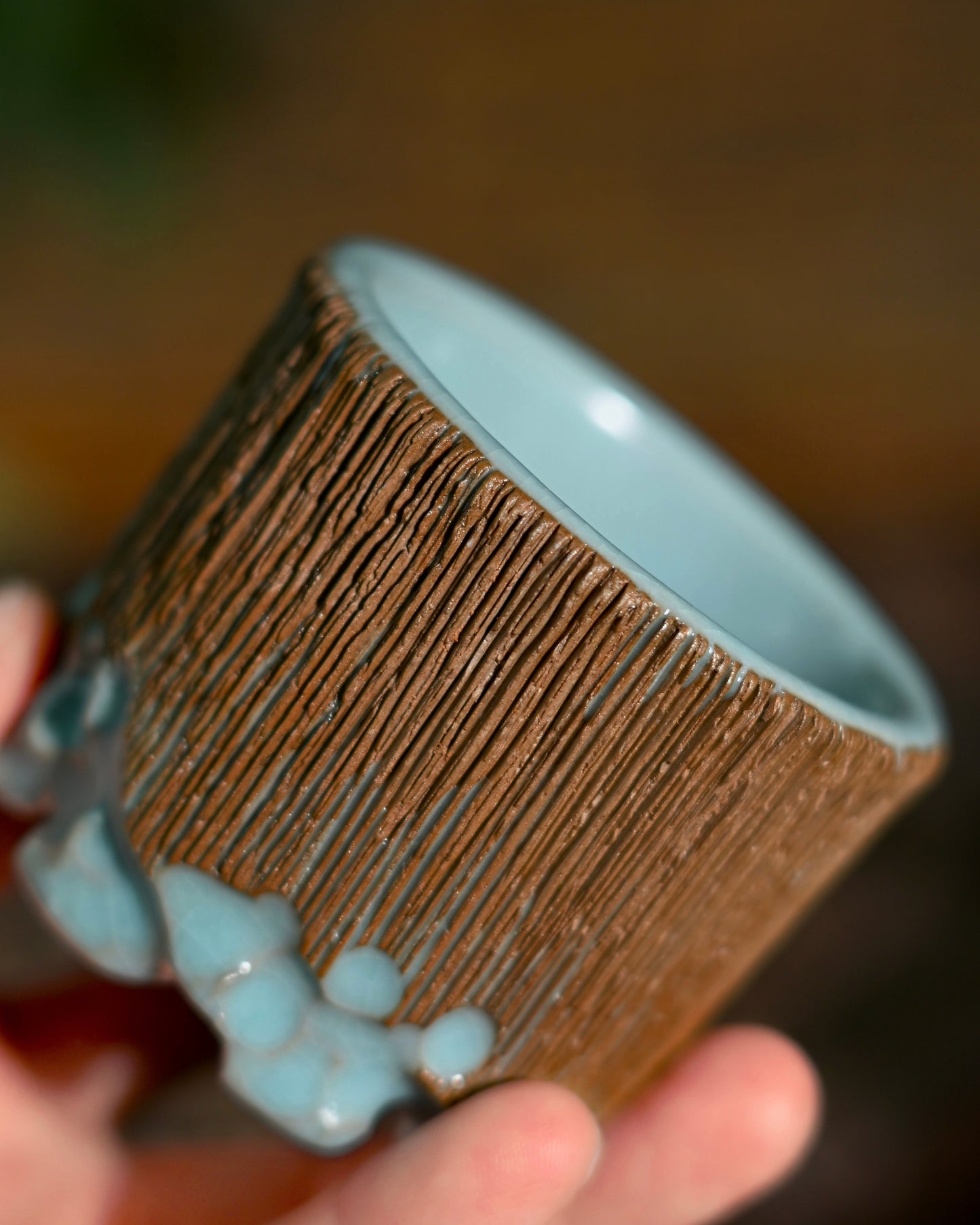 Unique Ru Ware master tea cup with sky-blue glaze, handcrafted by artisans to combine beauty, history, and functionality