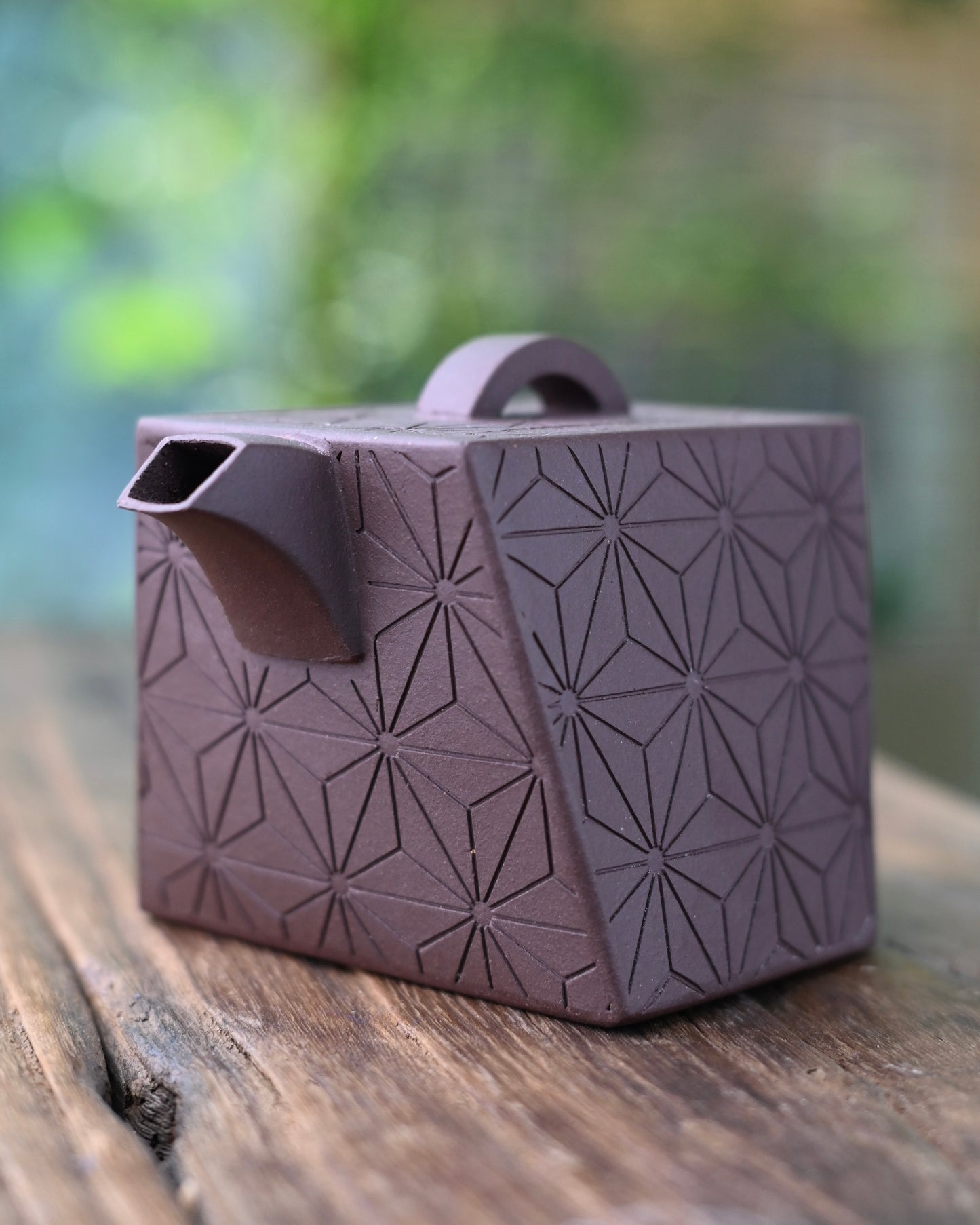 Yixing Purple Clay Geometric Rhombus Zisha Teapot