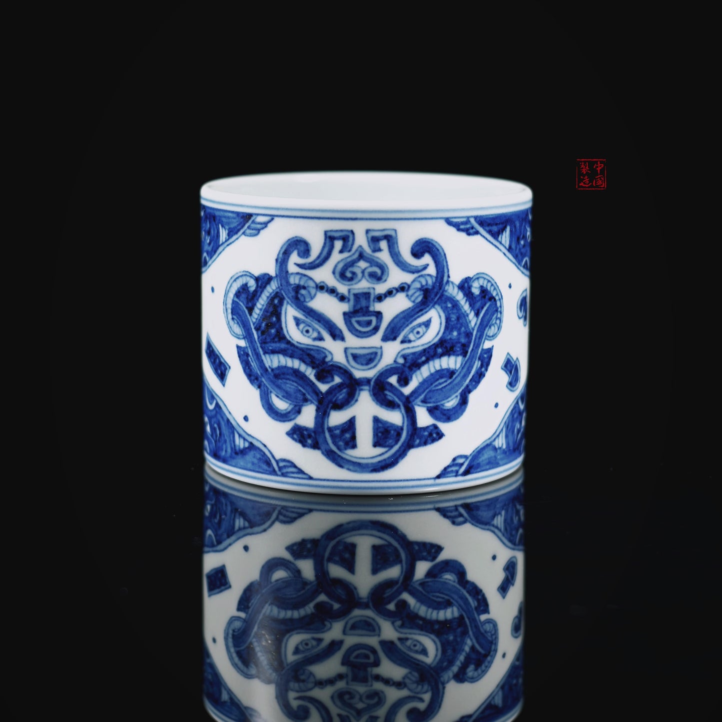 Jingdezhen Blue-and-White “Taotie”(饕餮)Totem Master Teacup