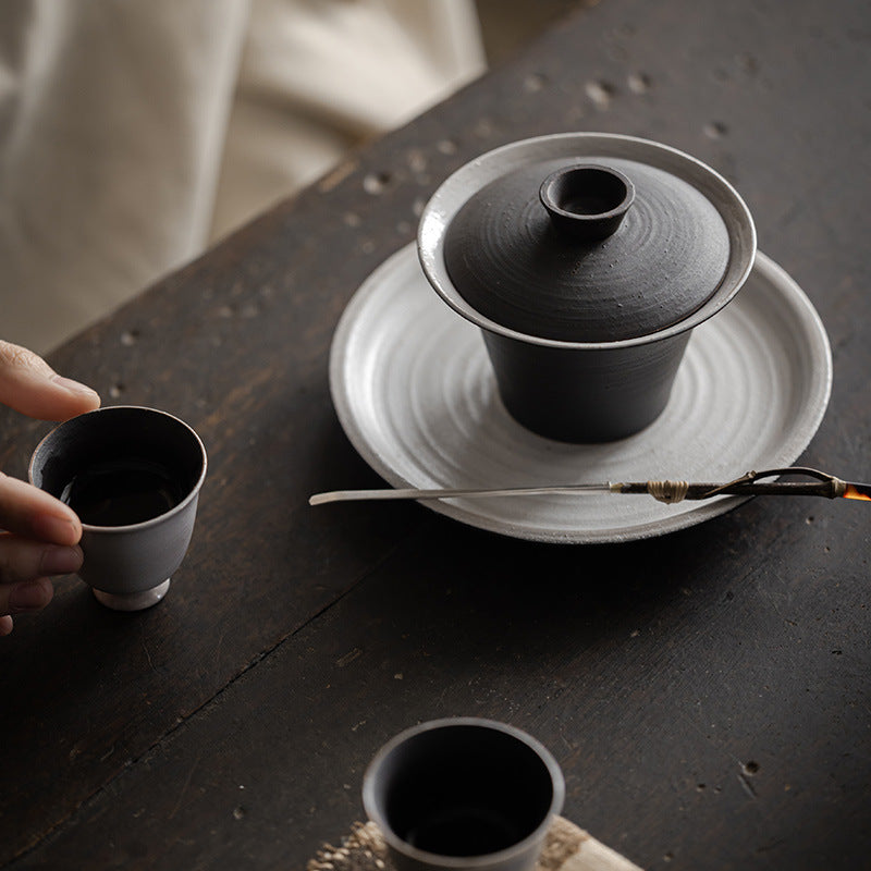 Minimalist Coarse Clay Gaiwan – Wabi-Sabi Kohiki Handmade Design