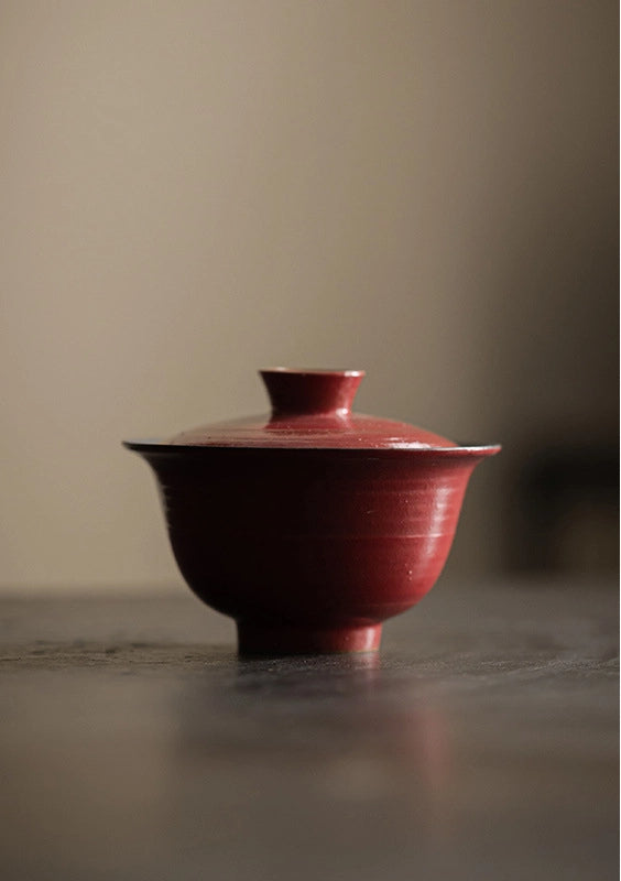 Handmade Wabi-Sabi Kohiki Gaiwan – Coarse Clay, Zen Tea Aesthetic
