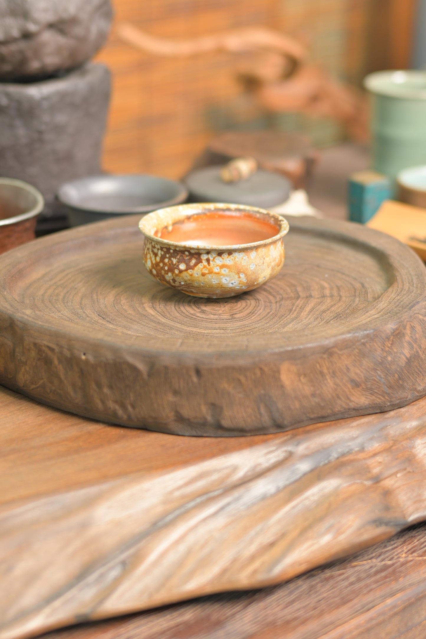Unique Piece Wood-Fired Coarse Pottery Pu'er Cup 80ml
