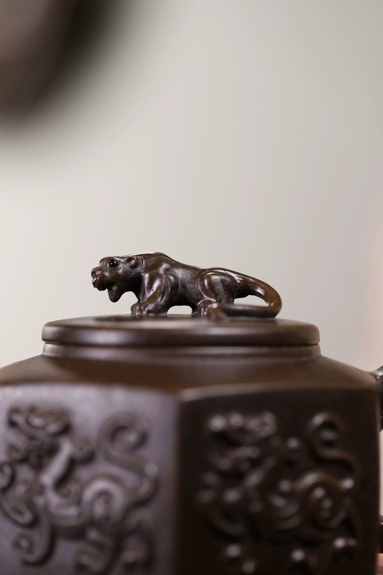 Own a Legend: Authentic Bronze Clay Yixing Teapot, Sculpted with Dragons and Tigers for Timeless Elegance