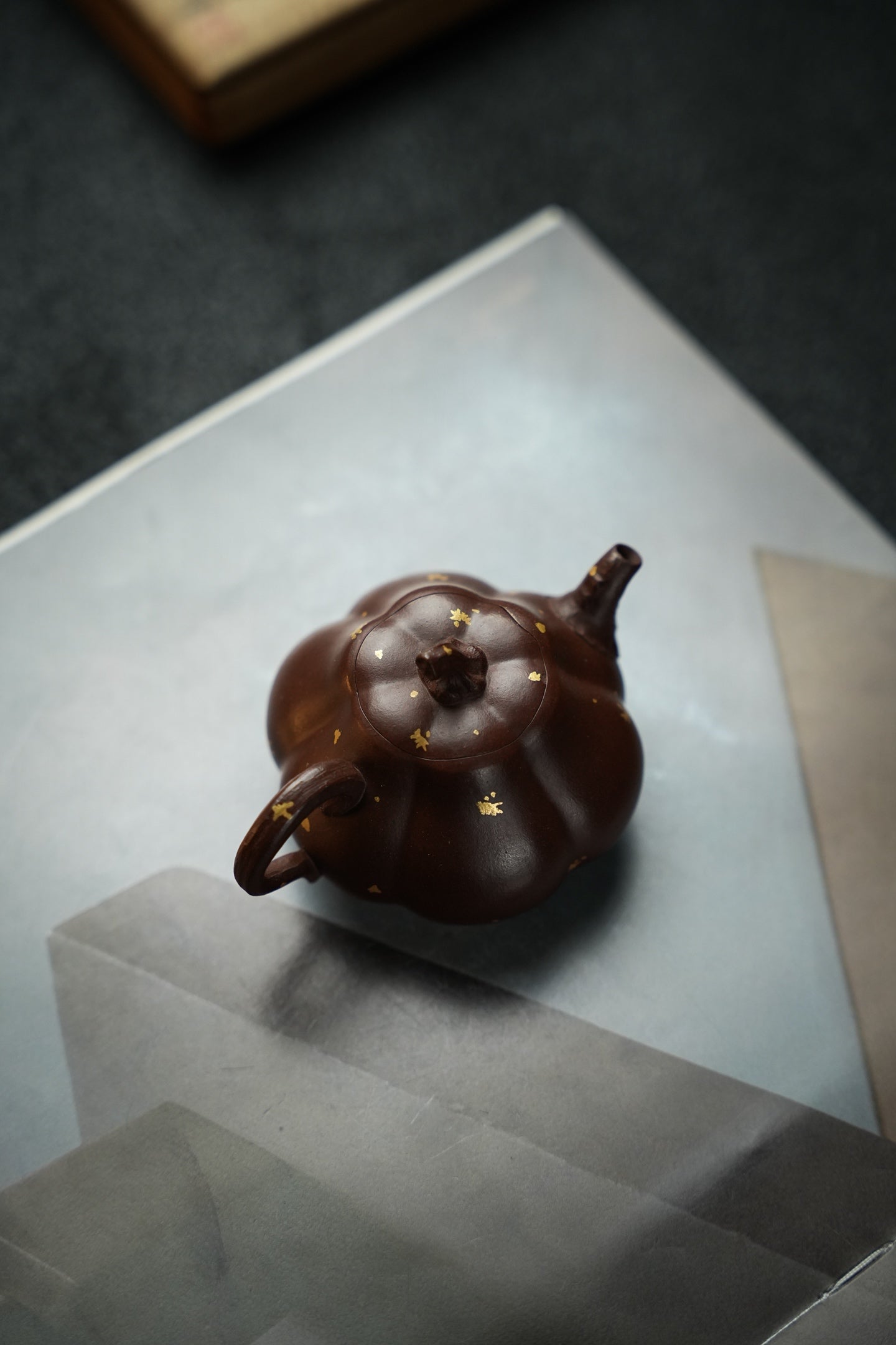 Handmade Yixing Zisha “Pumpkin” Teapot with Gilded Details