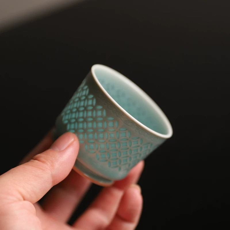 Longquan Celadon Linglong Teacup 70ml