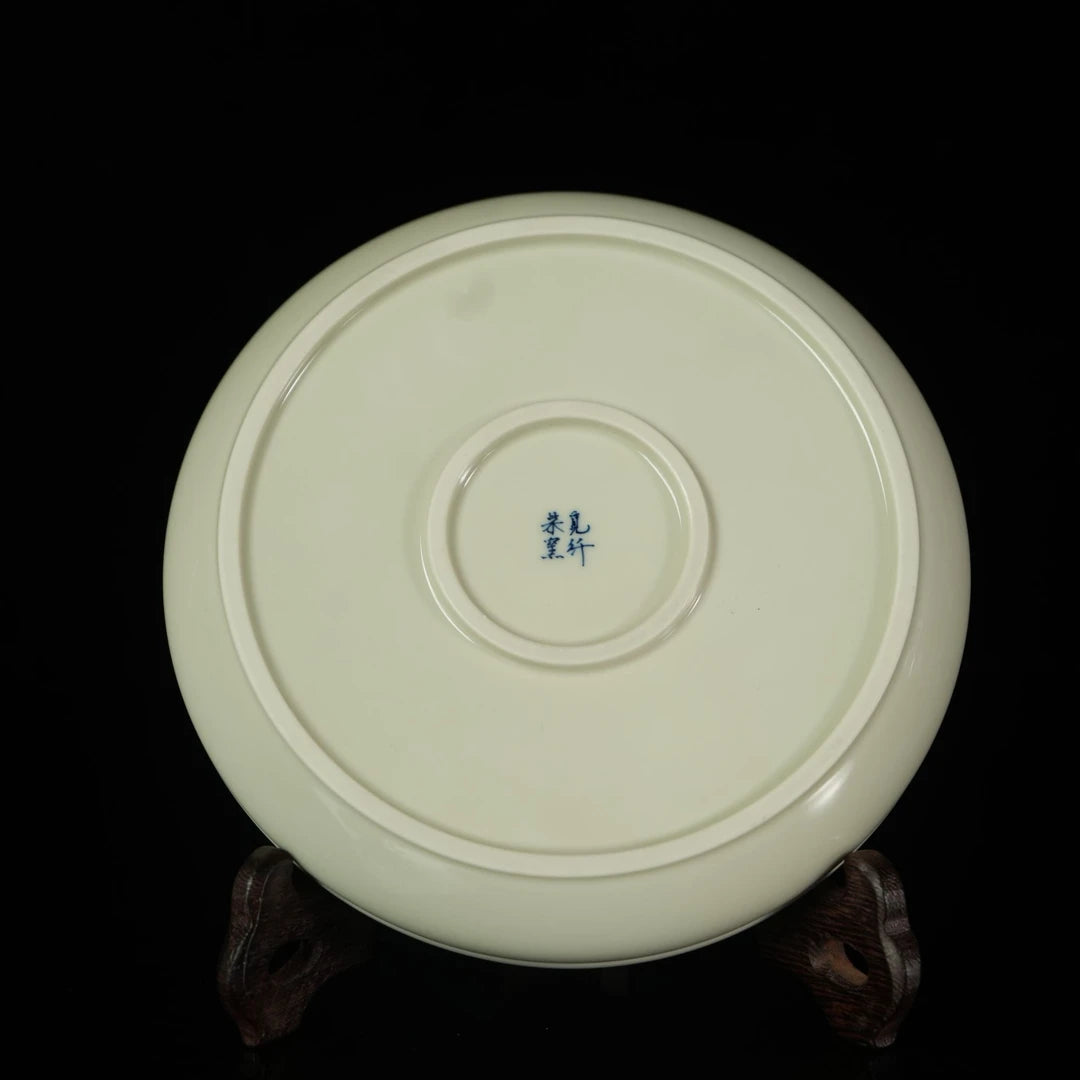 Jingdezhen Underglaze Blue-and-White Hand-Painted Peony Tea Tray