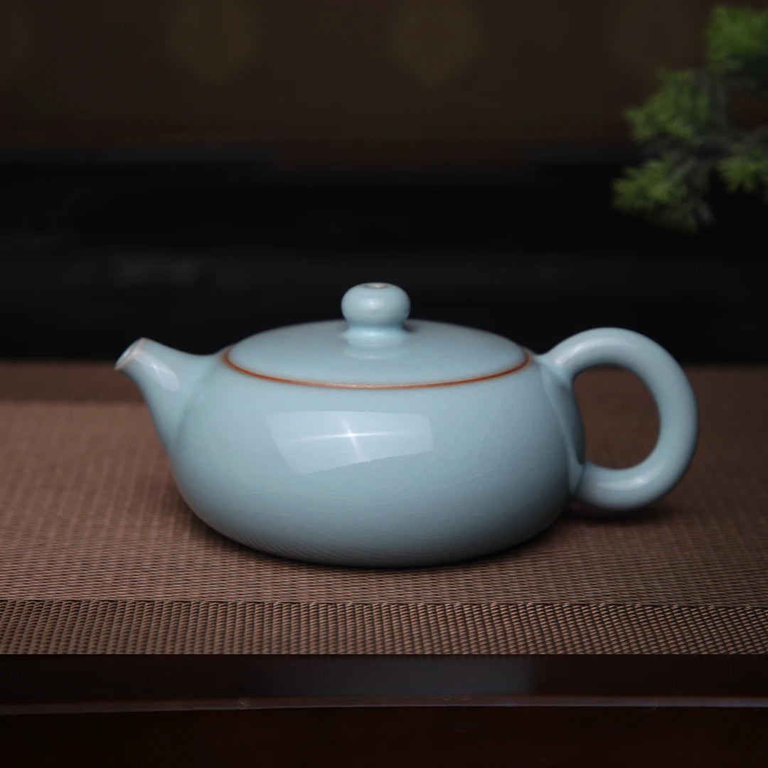 Ru Ware Sky-Blue Glazed Crackle Flat Teapot – 200ml