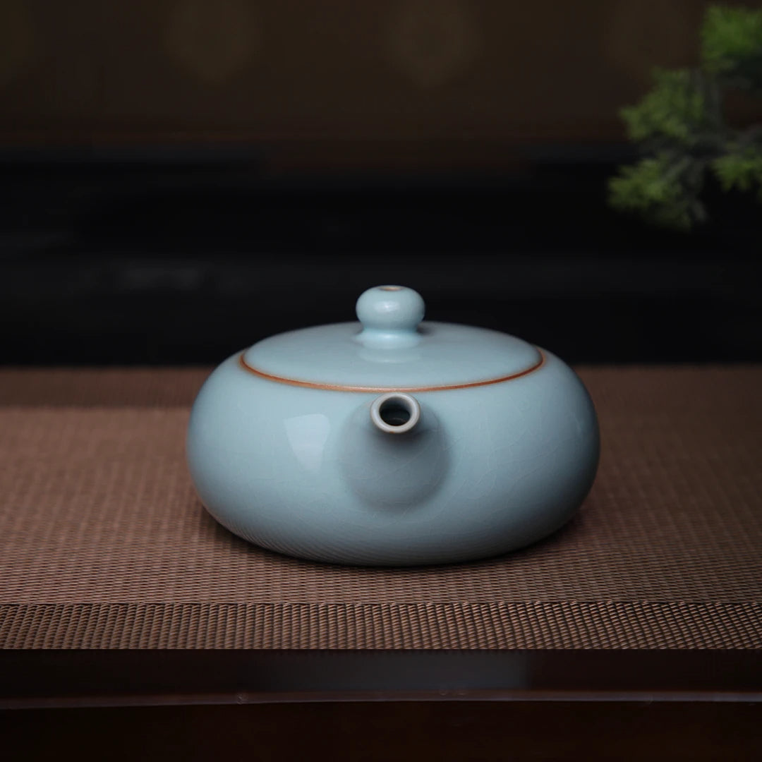 Ru Ware Sky-Blue Glazed Crackle Flat Teapot – 200ml