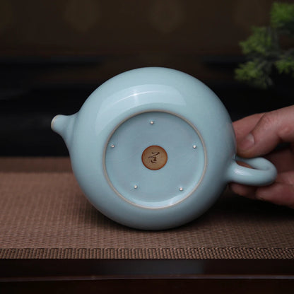Ru Ware Sky-Blue Glazed Crackle Flat Teapot – 200ml