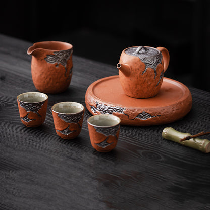 Théière en Poterie Rustique Vintage avec Glaçure Céladon