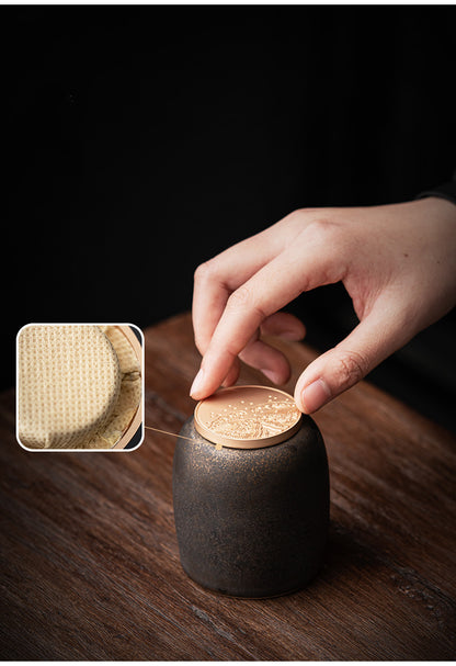 Keramik-Teeset im Wabi-Sabi-Stil mit vergoldeter Rostglasur