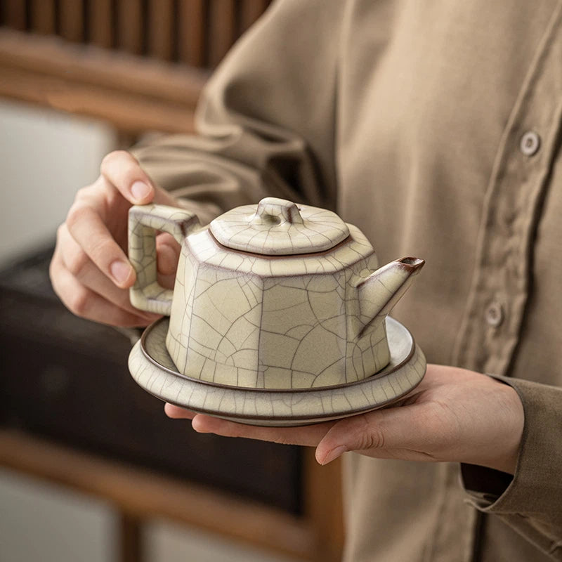 Longquan Celadon Ge Kiln Octagonal Teapot