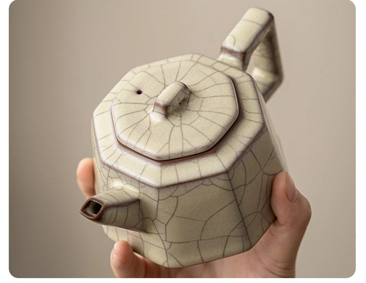 Longquan Celadon Ge Kiln Octagonal Teapot
