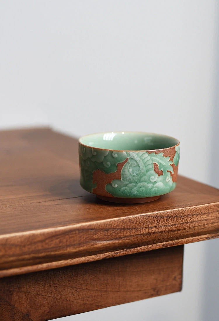 Authentic Longquan Kiln Porcelain with Embossed Dragon Design