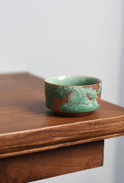 Authentic Longquan Kiln Porcelain with Embossed Dragon Design