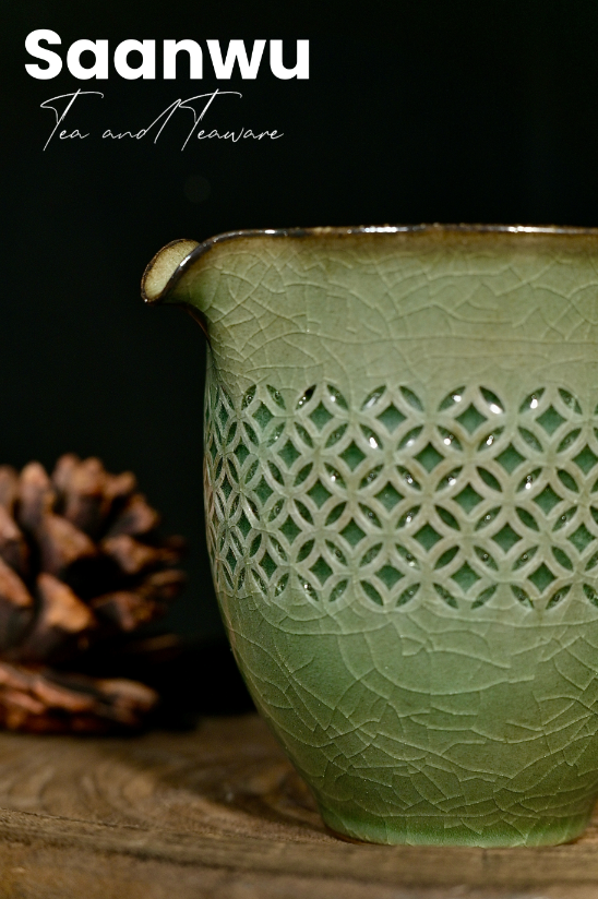 Unique Piece Longquan Celadon Translucent Lattice Pitcher 150ml