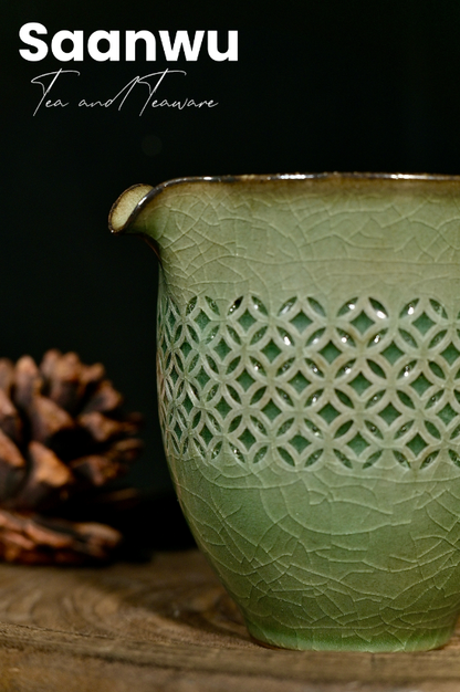 Unique Piece Longquan Celadon Translucent Lattice Pitcher 150ml