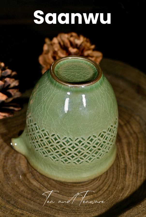 Unique Piece Longquan Celadon Translucent Lattice Pitcher 150ml