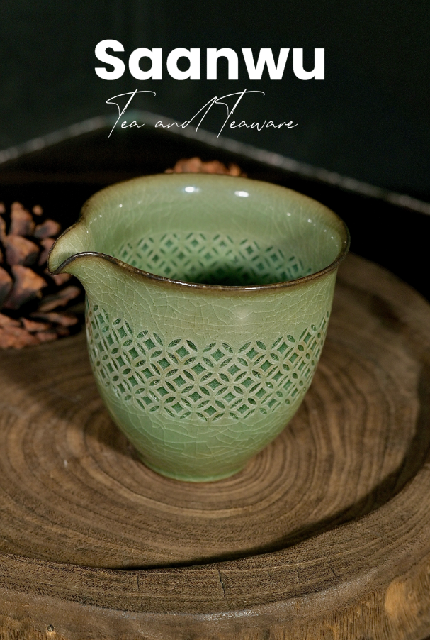 Unique Piece Longquan Celadon Translucent Lattice Pitcher 150ml