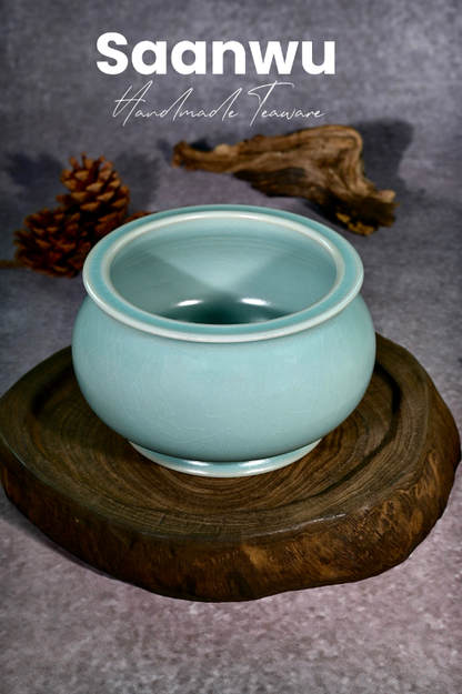 Unique Piece Ru Ware Original Mineral Sky Blue Glaze Tea Waste Bowl (Cha Xi) 1250ml