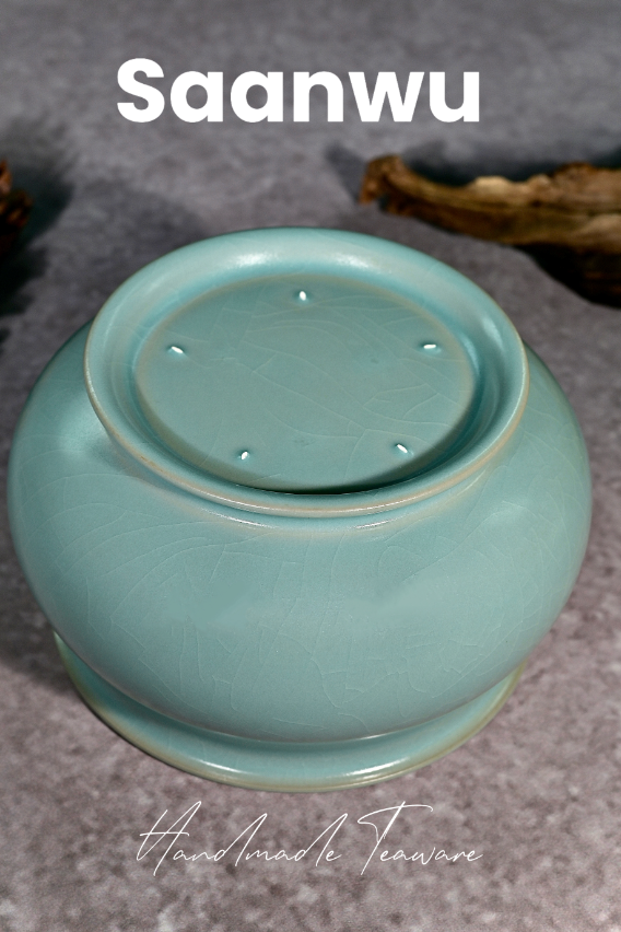 Unique Piece Ru Ware Original Mineral Sky Blue Glaze Tea Waste Bowl (Cha Xi) 1250ml