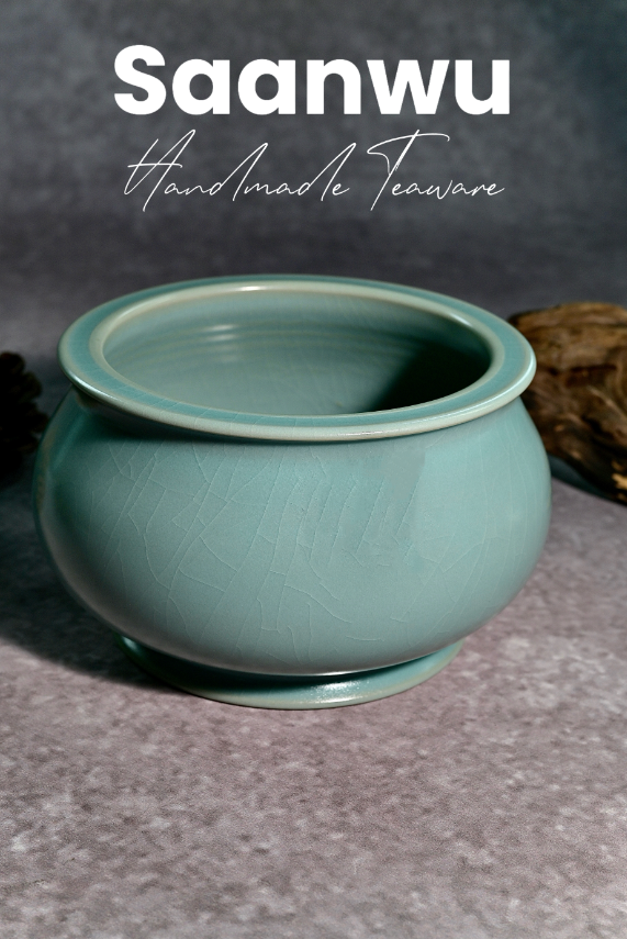 Unique Piece Ru Ware Original Mineral Sky Blue Glaze Tea Waste Bowl (Cha Xi) 1250ml