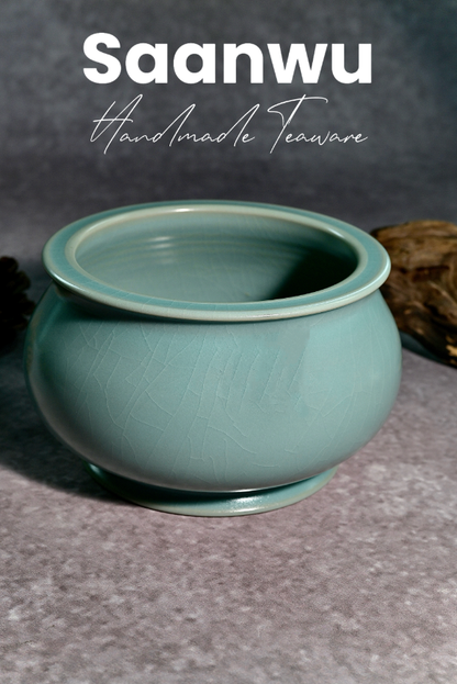 Unique Piece Ru Ware Original Mineral Sky Blue Glaze Tea Waste Bowl (Cha Xi) 1250ml