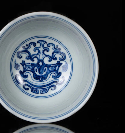 Four Guardians Hand-Painted Blue & White Porcelain Teacup 135ml