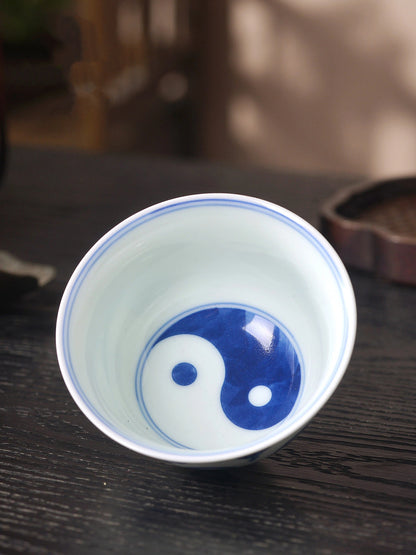 Handmade Blue and White Eight Trigrams Teacup 80ml
