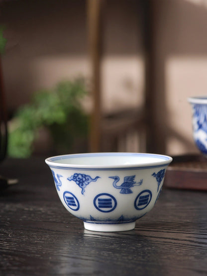 Handmade Blue and White Eight Trigrams Teacup 80ml