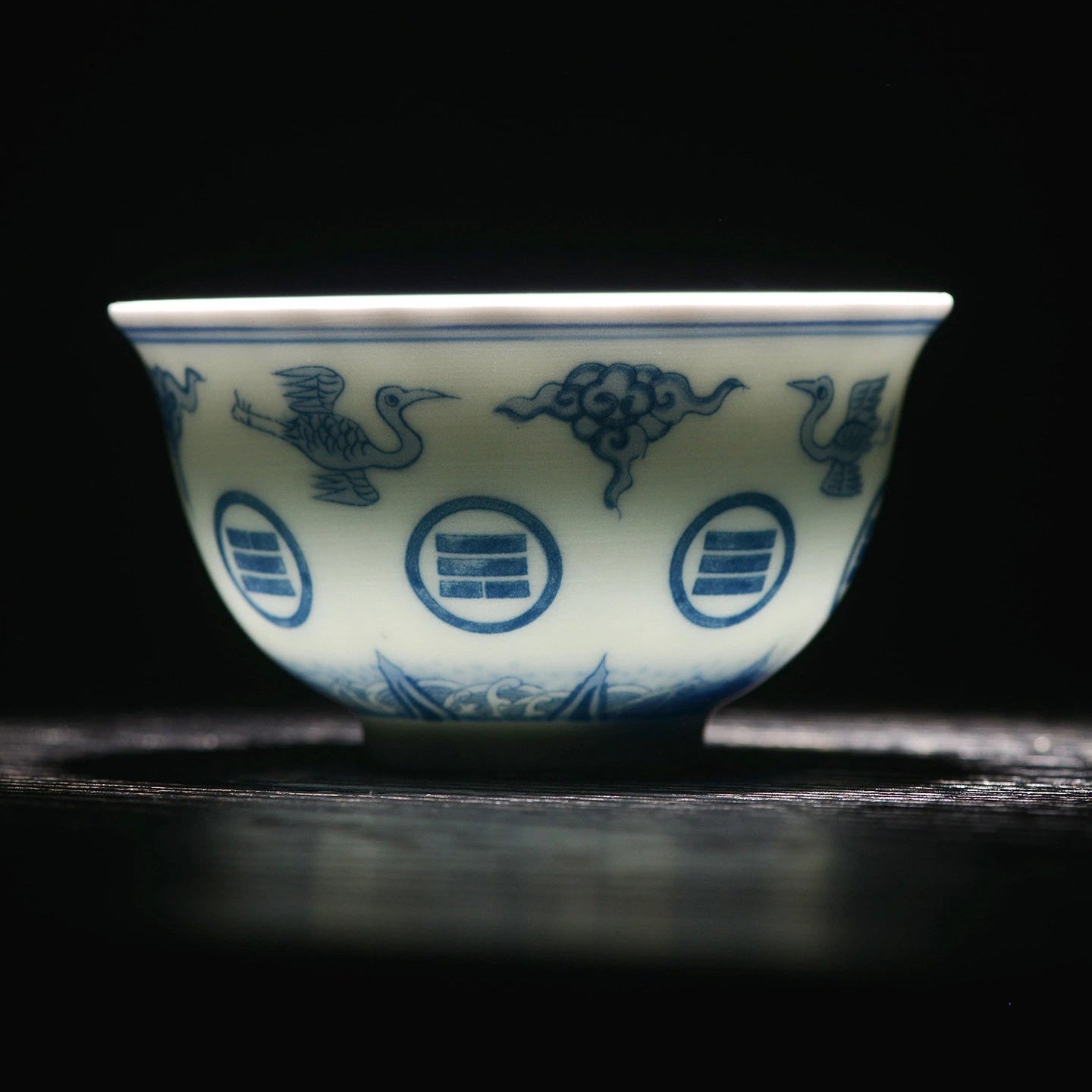 Handmade Blue and White Eight Trigrams Teacup 80ml