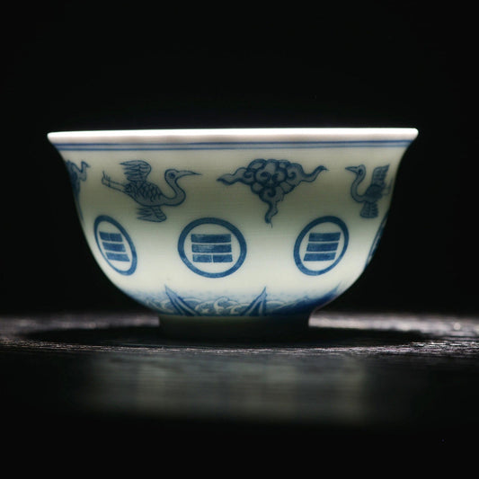 Handmade Blue and White Eight Trigrams Teacup 80ml