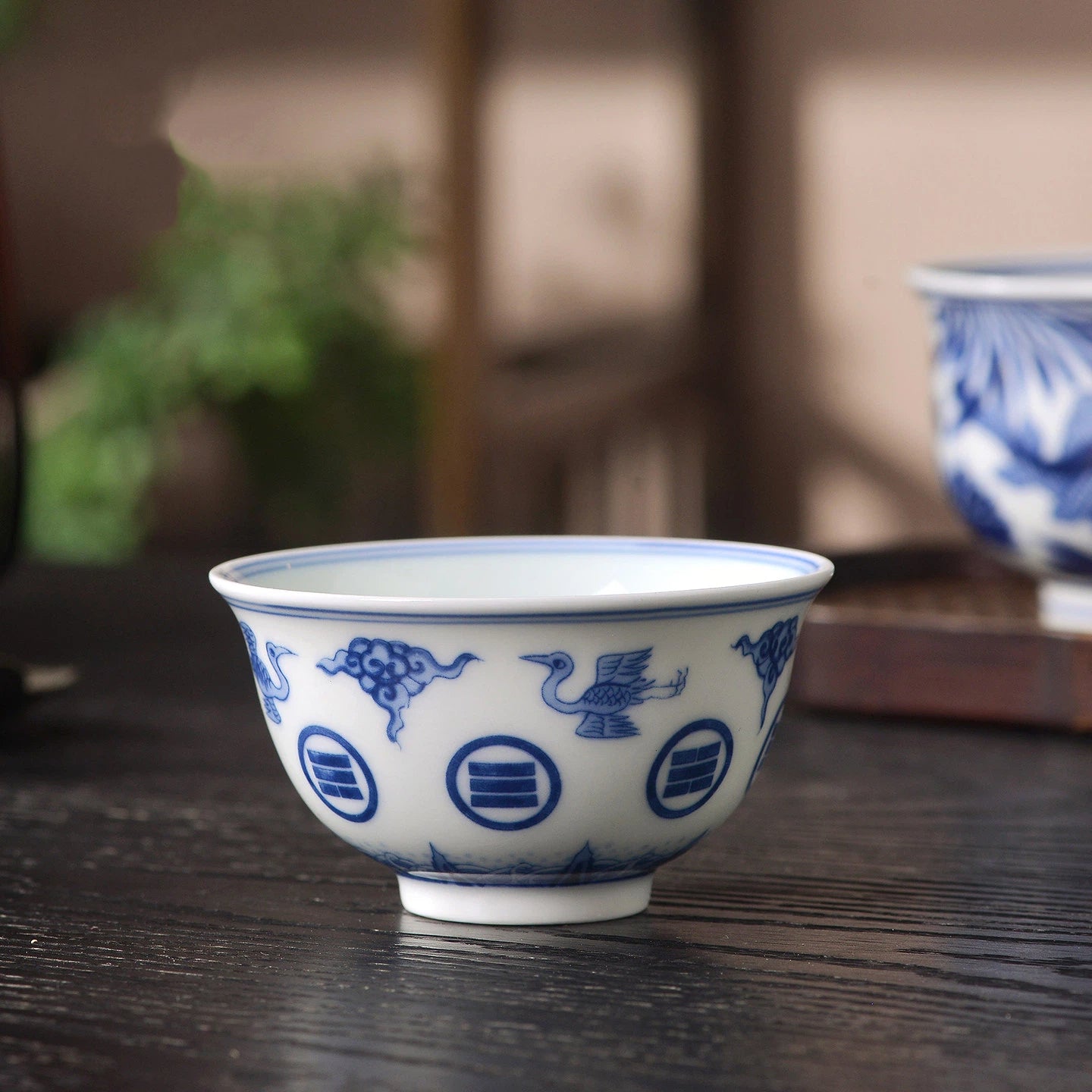 Handmade Blue and White Eight Trigrams Teacup 80ml