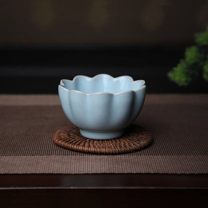 Ru Ware Sky Blue Lotus Teacup with Sesame Nail Bracket Marks 100ML