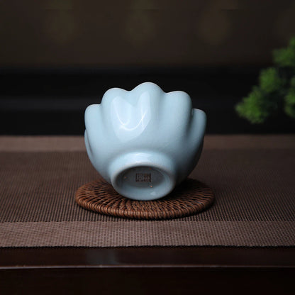 Ru Ware Sky Blue Lotus Teacup with Sesame Nail Bracket Marks 100ML