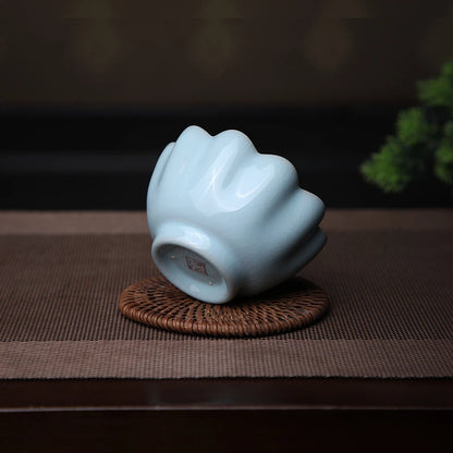 Ru Ware Sky Blue Lotus Teacup with Sesame Nail Bracket Marks 100ML