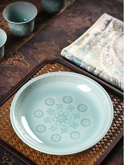 Longquan Celadon Carved Linglong Porcelain Gaiwan 180ml