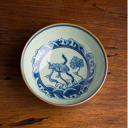 Blue and White Porcelain Hand-Painted Lotus Pu'er Master Teacup 90ml